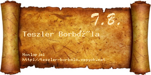 Teszler Borbála névjegykártya